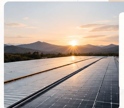 Illustrative solar rooftop at sunrise; not a Synergy project
